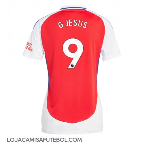 Camisa de Futebol Arsenal Gabriel Jesus #9 Equipamento Principal Mulheres 2024-25 Manga Curta